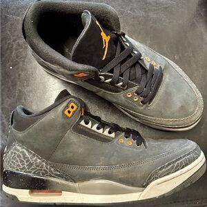Jordan 3 Gray and Orange Sneakers with Elephant Print